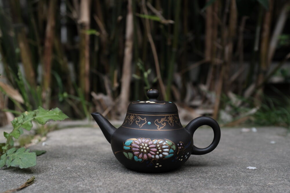 潮州老安顺粉彩老手拉茶壶
