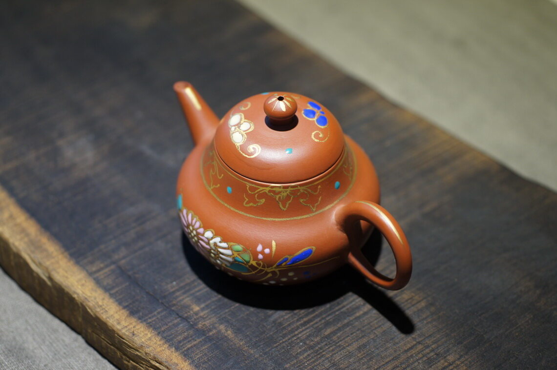 潮州老安顺粉彩老手拉茶壶